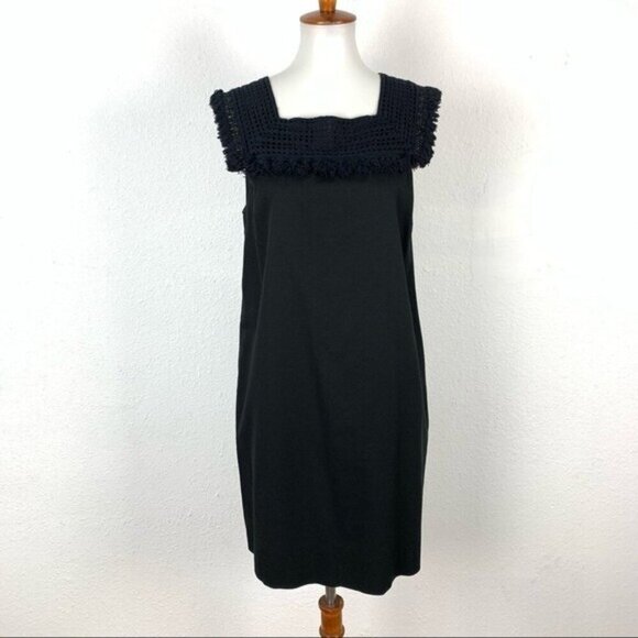 Madewell Sundream Fringe Dress 8 Black Sleeveless Cottagecore Midi - Picture 8 of 8